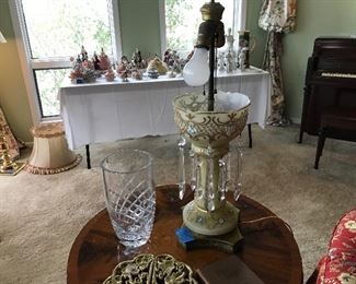 One of a pair of lusters made into lamps