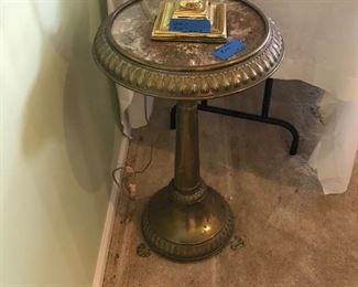 Brass side table with marble top