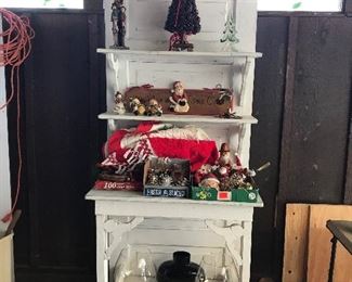 Large shabby chic Shelving unit filled with Christmas items
