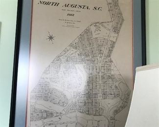 Large double matted framed print of original North Augusta planned community 
