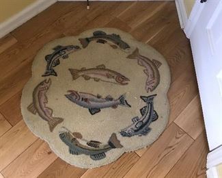 Hooked fish rug