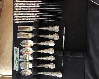  Eleven four  piece place settings plus master butter and several iced tea spoons  Strasbourg pattern 54 pieces total 