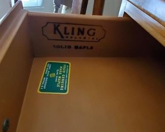 Vintage Kling solid maple 6 drawer chest of drawers
