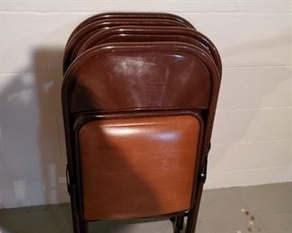 lot of 4 vintage folding metal cushioned chairs