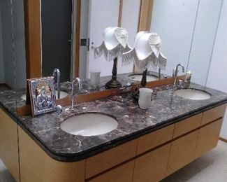 Beautiful travertine/ granite double sink vanity