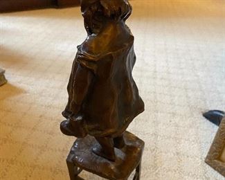 Lot#711 $75 Juan Clara bronze of girl on stool