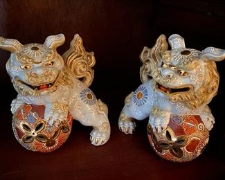 Lot#718 $75 pair of foo dogs dragons