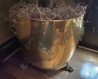 Lot#738 $75 Brass planter with plant