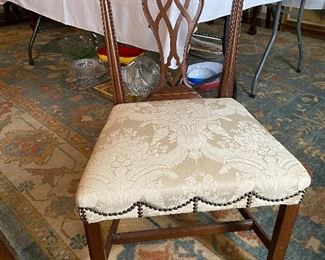 Lot#138 $ 200 Chippendale side chair ivory with studs