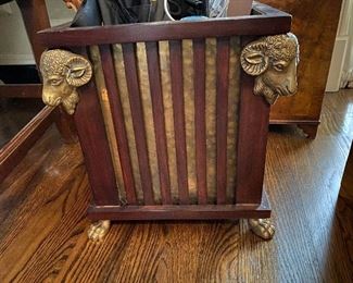 Lot #148 $75 wood planter with rams heads
