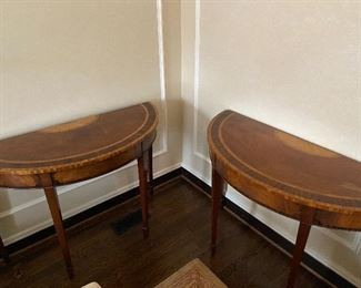 Lot# 143 $600 Pair of demilune tables