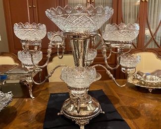 #22 - $1,400 Epergne  20"H x 24"W with 8 crystal dishes
