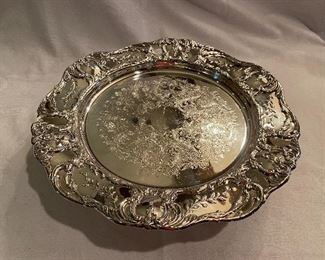 #40 $45 Cake stand, silver plated no mark 15-1/2" W x 3-1/2"H