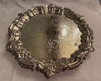 #43 $45-chased footed tray 15-1/2"