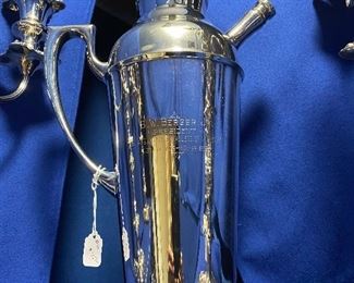 #52 $75 Apollo silver plated Cocktail shaker engraved 15"