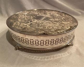 #57 $125 -silver on copper plateau Made in England 11-3/4" x 3"H 