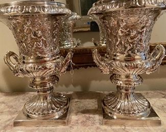 #65 $190  Pair of urn vases. 12"H
