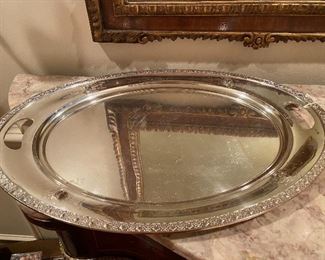 #87 - $75  Wallace oval silver plated tray 22-1/2" x 16-1/2"