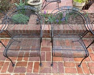 Lot#760 $70 Pair of wrought iron patio chairs
