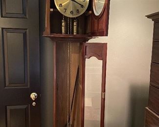 Lot# 156 $850 Tall case clock. pendulum not attached. 7'H x 20"W