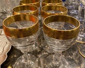 Lot#457 $88- 11 gold rimmed wines 5"H