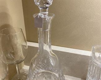 Lot#464 $35-unmarked crystal decanter 12" to top of stopper