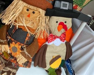 Lot#848 $15 Scarecrow and turkey soft decorations