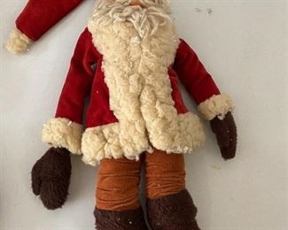 Lot#836 $25- Fabric Santa, brown stockings and mittens