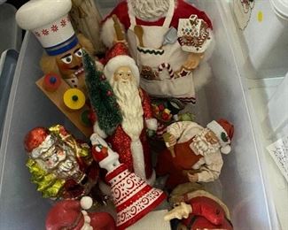 Lot#802 $65 -8 Santas and a Santa bell