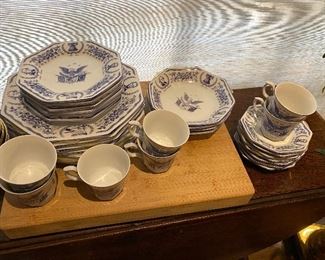 Lot#424- $175-  "Freedom Forever" Presidential china. 7 dinner plates, 7 cups and saucers, 4 soup bowls, 6 salad plates 