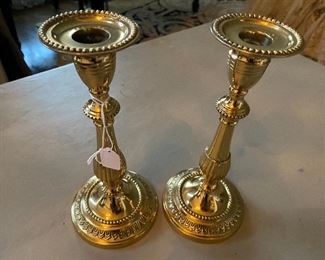 Lot#660 $35 Pair of brass candlesticks