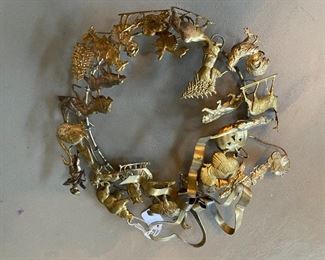 Lot#664 $45- Brass animal wreath 9" diameter