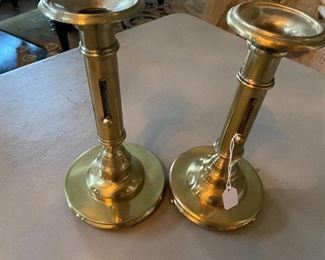 Lot#666 $35 Pair of brass pushup candlesticks