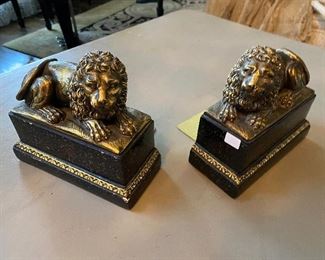 Lot #672 $150 Pair of Borghese lion bookends