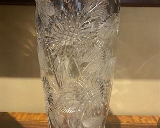Lot#901-$225-early 1900's crystal vase 14"H, 6"mouth