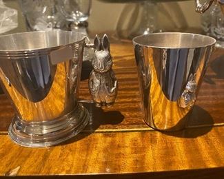 Lot#905 $18-2 rabbit themed silverplated cups