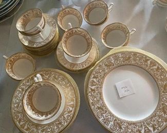 Lot#402 $1,200-Wedgwood "Florentine" 50 pieces-12 dinner, 12 salad, 12 bread&butter, 14 cups &saucers