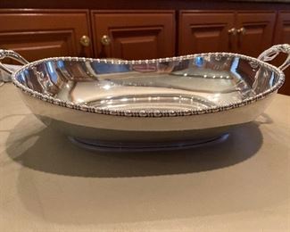 Lot#42 $20 Deep oval bowl silver plated