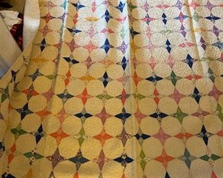 Lot#593 $145 four pointed star quilt 80"x74"