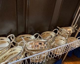 Lot#935 $32 - 16 small silver plate baskets-favors