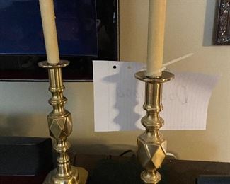 Lot#945 $75 Pair of brass lamps