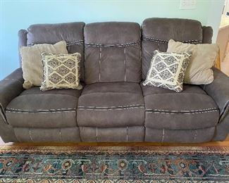 ALTRA SUEDE SOFA WITH 2 END RECLINERS