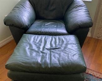 Dark olive green leather chair 