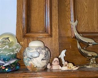 Brass Dolphins Statue