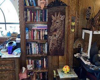 More Books, Boxes of Cards Unused, Black and Glass Side Table