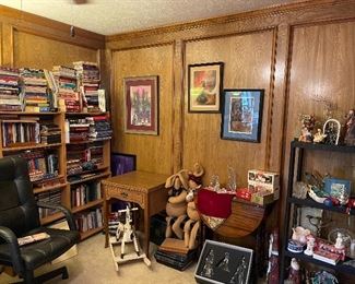 Framed Art, Wooden Rocking Horse, Large Stuffed Rabbits, Another Gate Leg Table