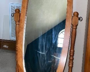 Oval Oak Floor Mirror