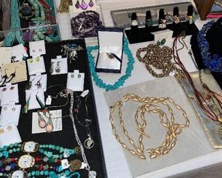 Sterling Silver Earrings, Turquoise Watches, Lapis Hand-Made Necklace and other Signed Jewelry