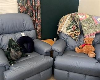 Pair of Matching Leather Recliners by Lazy Boy