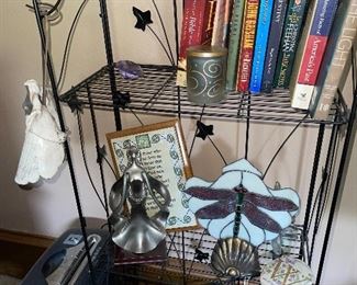 Bakers Rack, Paper Shredder, Stained Glass Light